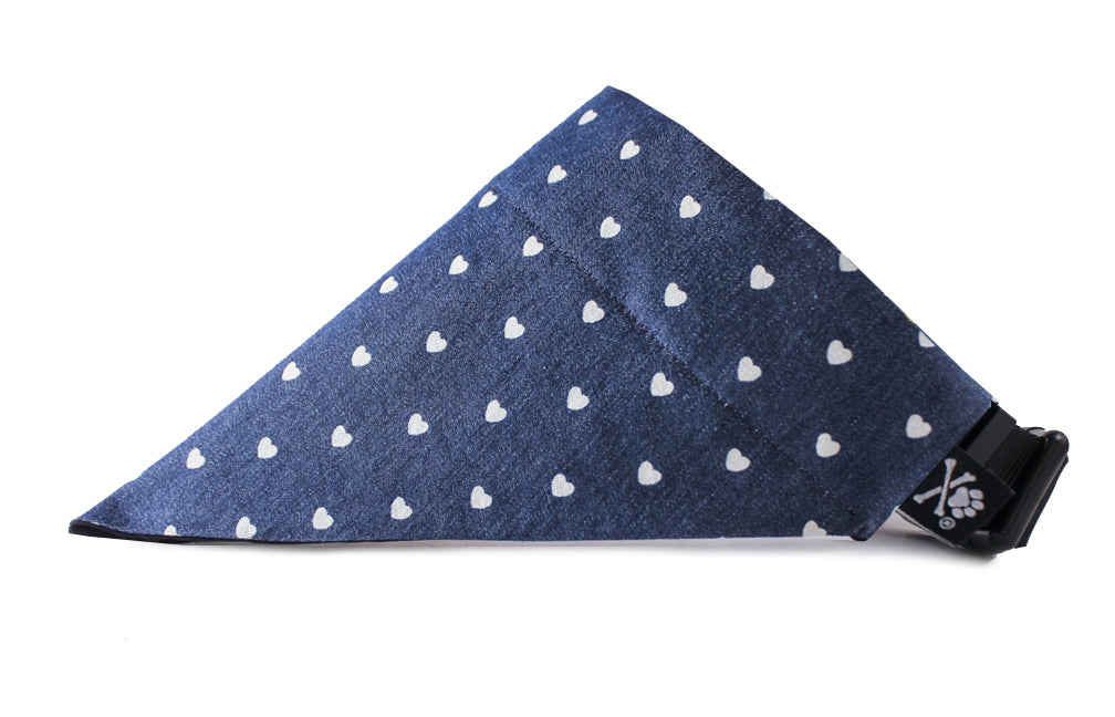 Heart Denim Bandana (Nylon Collar Not Included) - L