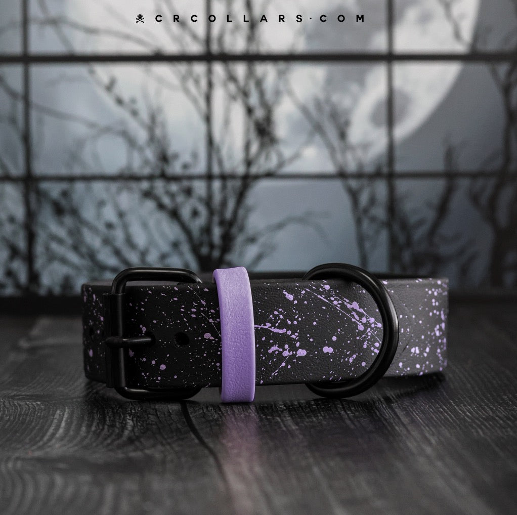 Haunted Splatter Kyon Collar + Leash (Pastel Purple)
