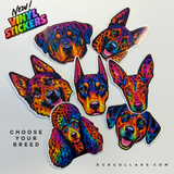 Neon 90s Breed Love Sticker - Dogs