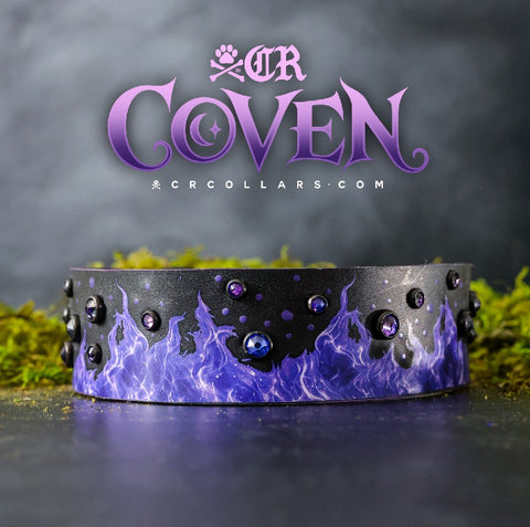 Purple Flame Pyro Collar, 13" - 15"