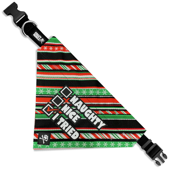 Naughty or Nice Bandana (Nylon Collar Not Included) - L